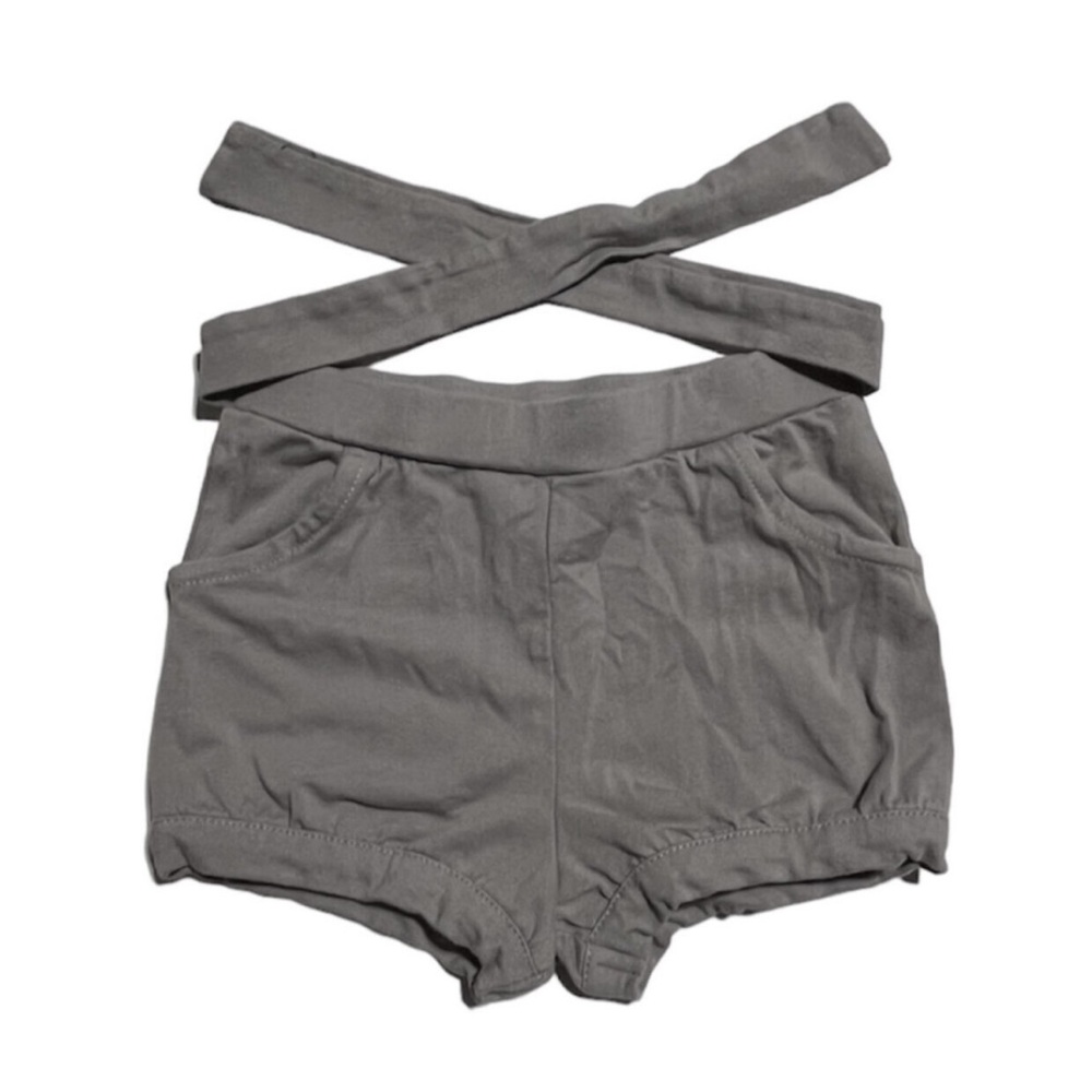 Neutral soft cotton/spandex bummies shorts 24m